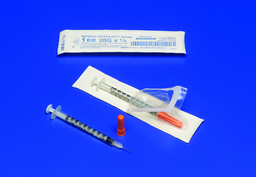 Kendall Monoject SoftPack Insulin Syringe 28g x 1/2 Inch Dosage U-50 - Sterile Box of 100 SKU:8881600004