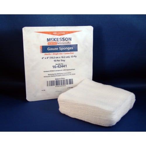 McKesson MediPak Gauze Sponges 4x4Inch 12 Ply Sterile 1642441