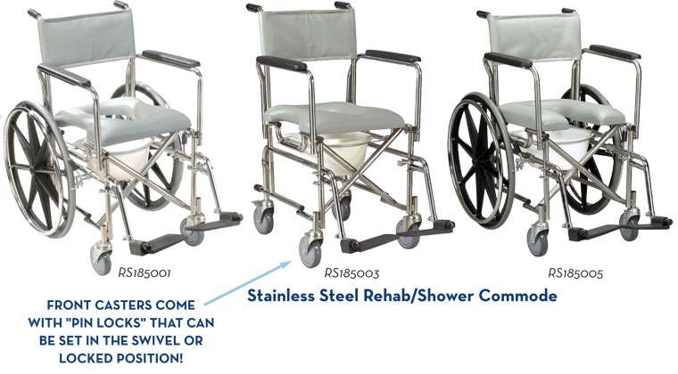 Drive Medical Stainless Steel Rehab Shower Commode Model RS185005