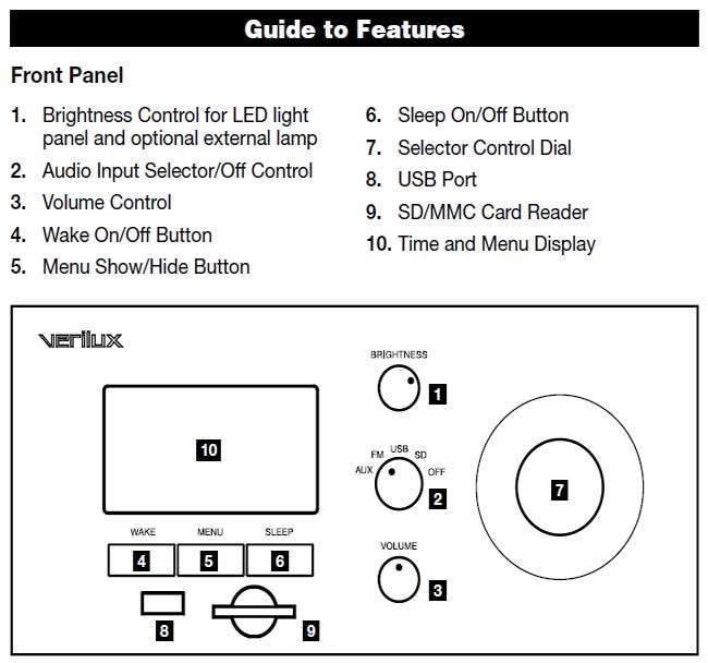 Verilux Rise & Shine Natural Sleep Therapy Light Controls
