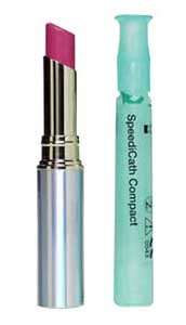 SpeediCath Intermittent Catheters Are Small and Discrete - Size Compares with Lipstick