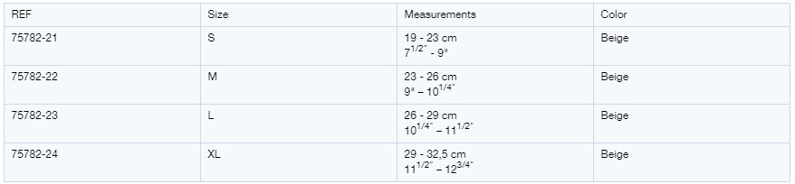 sizing information for the elbow supports