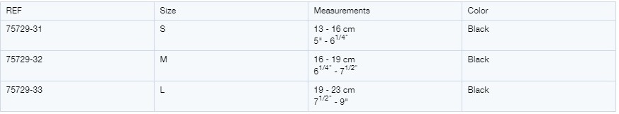 Size chart for adults