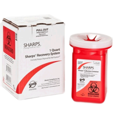 1 Quart Red Sharps Container Mail Back Sharps Disposal System 10100-012