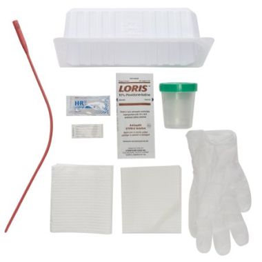 McKesson Intermittent Catheter Tray With Red Rubber Catheter