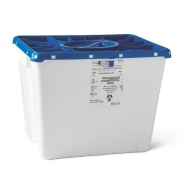 8 Gallon Medline White Vertical Entry Pharmaceutical Waste Container - MDS707308