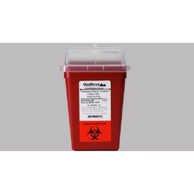 0.25 Gallon OakRidge Red Sharps Container Vertical Entry - 0310-1500