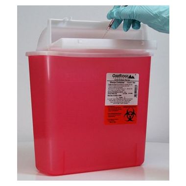 1.25 Gallon OakRidge Sharps Container Translucent Red Horizontal Entry - 0354-150M