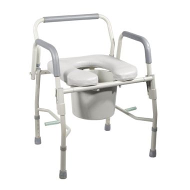 Bedside Commode Steel with Drop Arms and Padded Seat