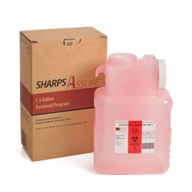 1.5 Gallon Assure Translucent Red Mailback Sharps Container, Horizontal/Vertical Entry - SA150GU