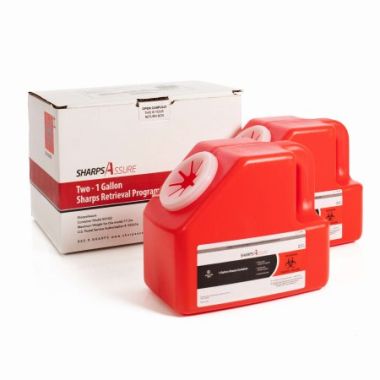1 Gallon Assure Red Vertical Entry Mailback Sharps Container - SA1G2