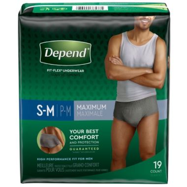 Depend FIT-FLEX Pull On Male Adult Absorbent Underwear With Tear Away Seams