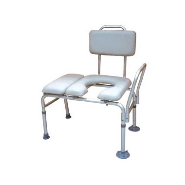 Bath Shower Transfer Bench with Padded Seat and Commode Opening