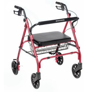 Drive Bariatric 4 Wheel Rollator, Red - 10215RD-1