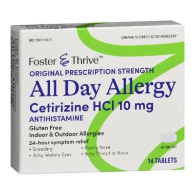 Foster & Thrive All Day Allergy Relief - Cetirizine, 14 Tablets