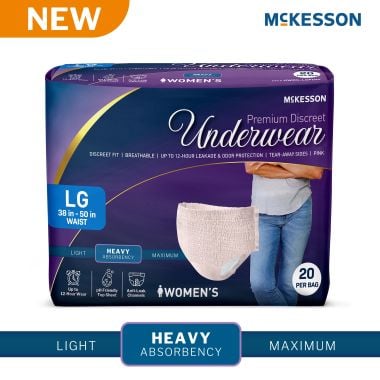 McKesson Premium Discreet Female Underwear, Pink - S-XL