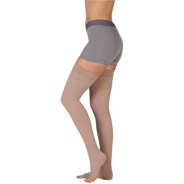 Juzo 3511AG Dynamic Thigh High Compression Stockings, Silicone Top Band OPEN TOE 20-30 mmHg