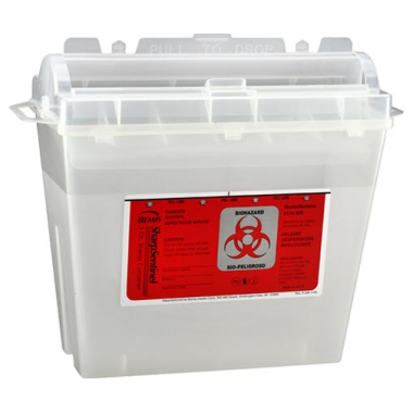 Bemis 5 Quart Transparent Beige Sharps Container w/Rotating Cylinder Opening