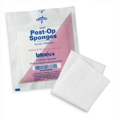 Medline 4 x 4 Inch Post-Op Non-Sterile Sponges 4 Ply - NON25442