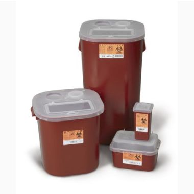 2 Gallon Sharps Red Horizontal Entry Container with Base - 8707