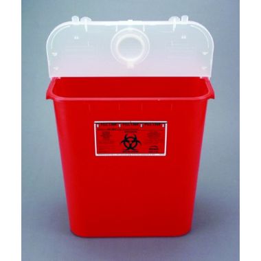 8 Gallon Bemis Sentinel Red Sharps Container with Vertical Entry - 108 030