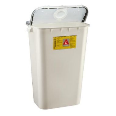 11 Gallon Bemis Sentinel White Chemotherapy Waste Container with Horizontal/Vertical Entry - 211 004
