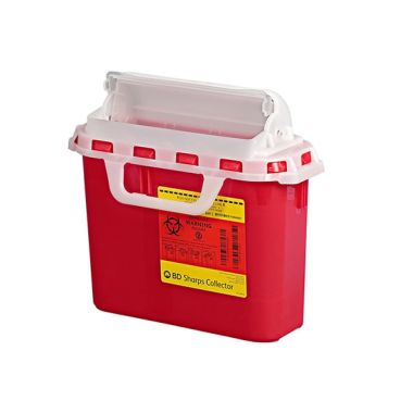 5.4 Quarts BD Patient Room Sharps Container, Counter-Balanced Lid, Red - 305426