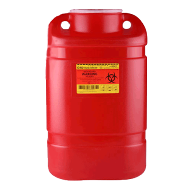 BD Red 5 Gallon Sharps Container, Hinge Cap and Petals - 305477