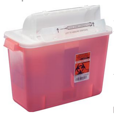 2 Gallon Transparent Red GatorGuard Sharps Container, Counterbalanced Door - 31323333