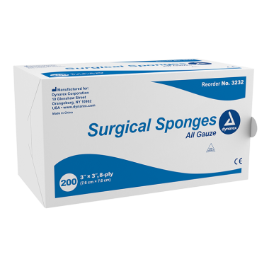 Dynarex 3 x 3 Inch Surgical Gauze Sponges 8 Ply - 3232