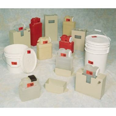 2.5 Gallon Sharps Container Leaktight Translucent Red Vertical Entry - 1101-LPR