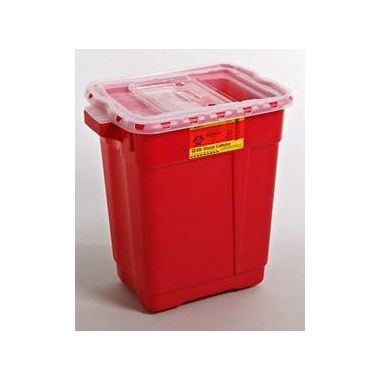 19 Gallon BD Red Sharps Container with Vertical Entry - 305609