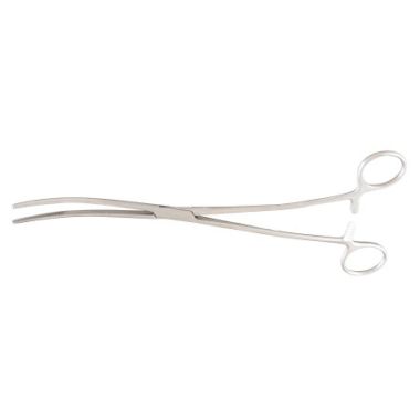 McKesson Bozeman Dressing Forceps 10-1/2 Inch, Ratchet Lock Double Curved Serrated Tips