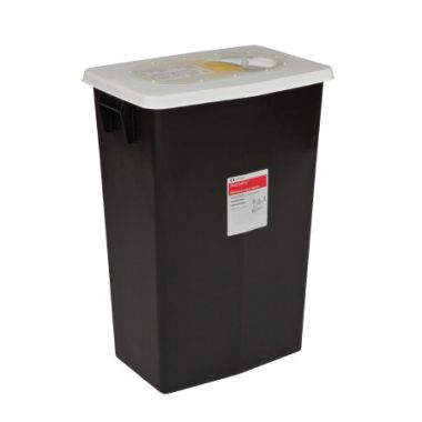 8 Gallon SharpSafety Black Vertical Entry Waste Container - 8608RC