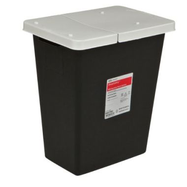 8 Gallon Black SharpSafety Waste Container with Hinged Lid 8607RC