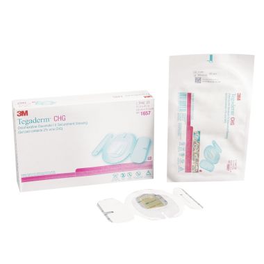 Tegaderm CHG Chlorhexidine Gluconate IV Securement Dressing 1657 | 3-1/2 x 4-1/2 by 3M