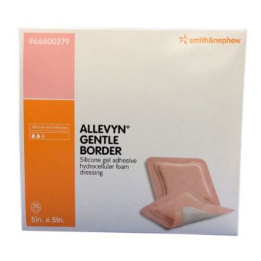 Allevyn Gentle Border 66800279 | 5 x 5 Inch, Pad Size 4 x 4 Inch by Smith & Nephew