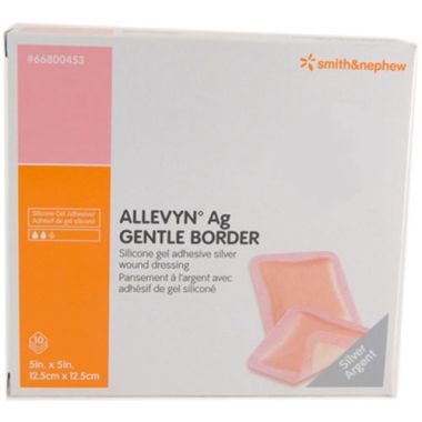 Allevyn Ag Gentle Border 66800453 | 5 x 5 Inch, Pad Size 4 x 4 Inch
