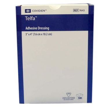 Telfa Adhesive 7643 | 3 x 4 Inch Adhesive Sides by Covidien