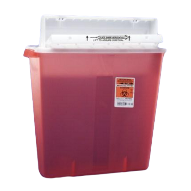 4 Gallon Covidien SharpSafety Sharps Container, Transparent Red, Counterbalance Lid - 8541SA