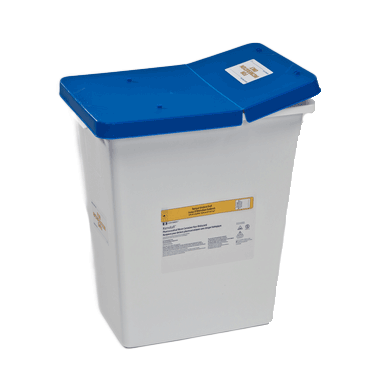 8 Gallon White PharmaSafety Medical Waste Container with Gasketed Hinged Lid 8850