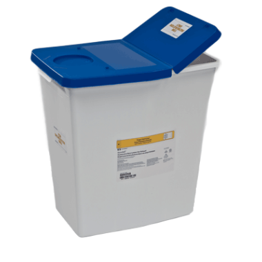 12 Gallon White SharpSafety Medical Waste Container, Gasketed Hinged Lid - 8860