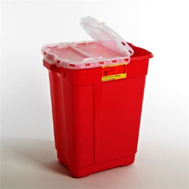 17 Gallon BD Red Sharps Container with Vertical Entry - 305610