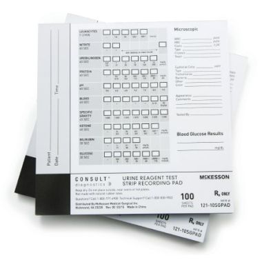 McKesson Consult Urine Reagent Test Strip Recording Pad