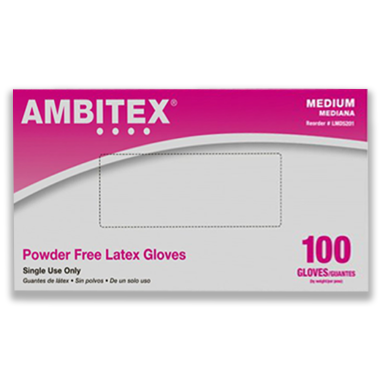 Ambitex Powder Free Latex Exam Gloves V200 Series - Non-Sterile
