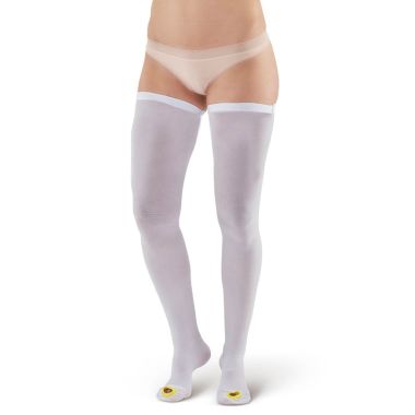 AW Style 401 Open Toe 18 mmHg Thigh High Inspection Toe Anti-Embolism Stockings, White