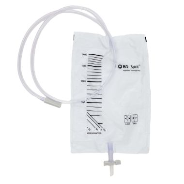 BD Spirit Urinary Bed Drainage Bag with T-Tap Drainage Valve - 2,000 mL