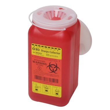 BD 1.4 Quart Red Sharps Container with Regular Funnel - 305557