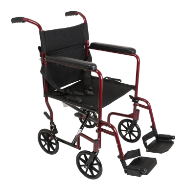 ProBasics Aluminum Transport Wheelchair, 19-Inch, Burgundy - TCA1916BG