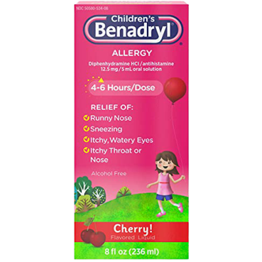 Children's Liquid Benadryl 12.5 mg Allergy Relief